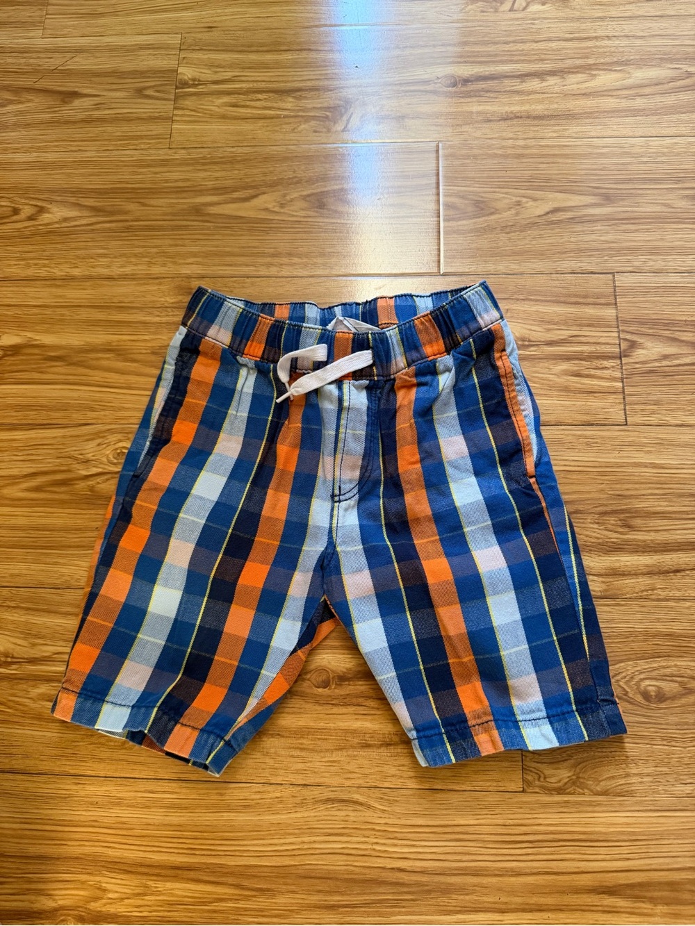 Preloved H&M Boys Kids Plaid Drawstring Shorts - Blue & Orange 4-5 size